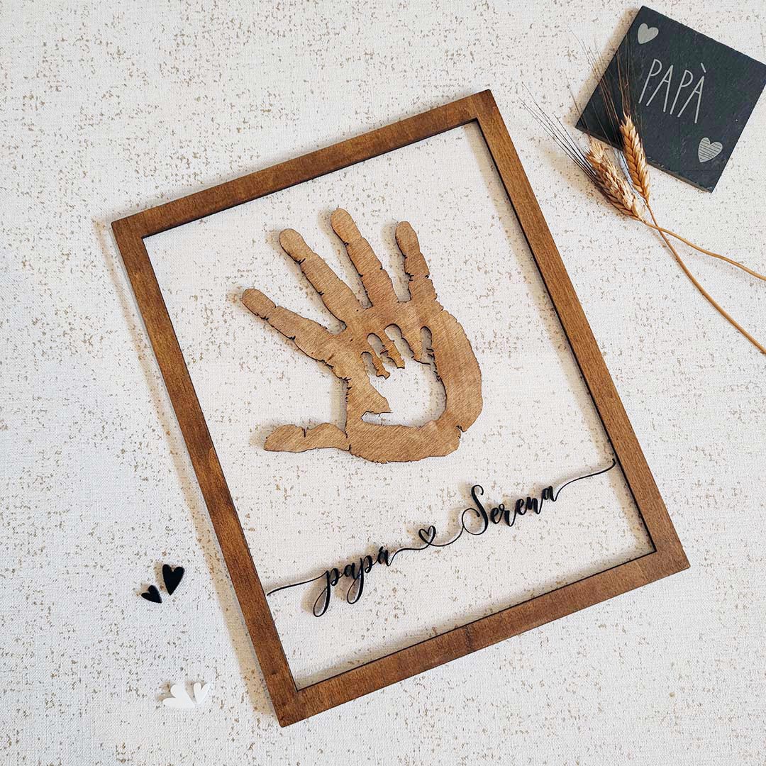 quadro impronte mani bimbi, regalo festa del papà impronte mani bambino, handprint impronte piedi figlio