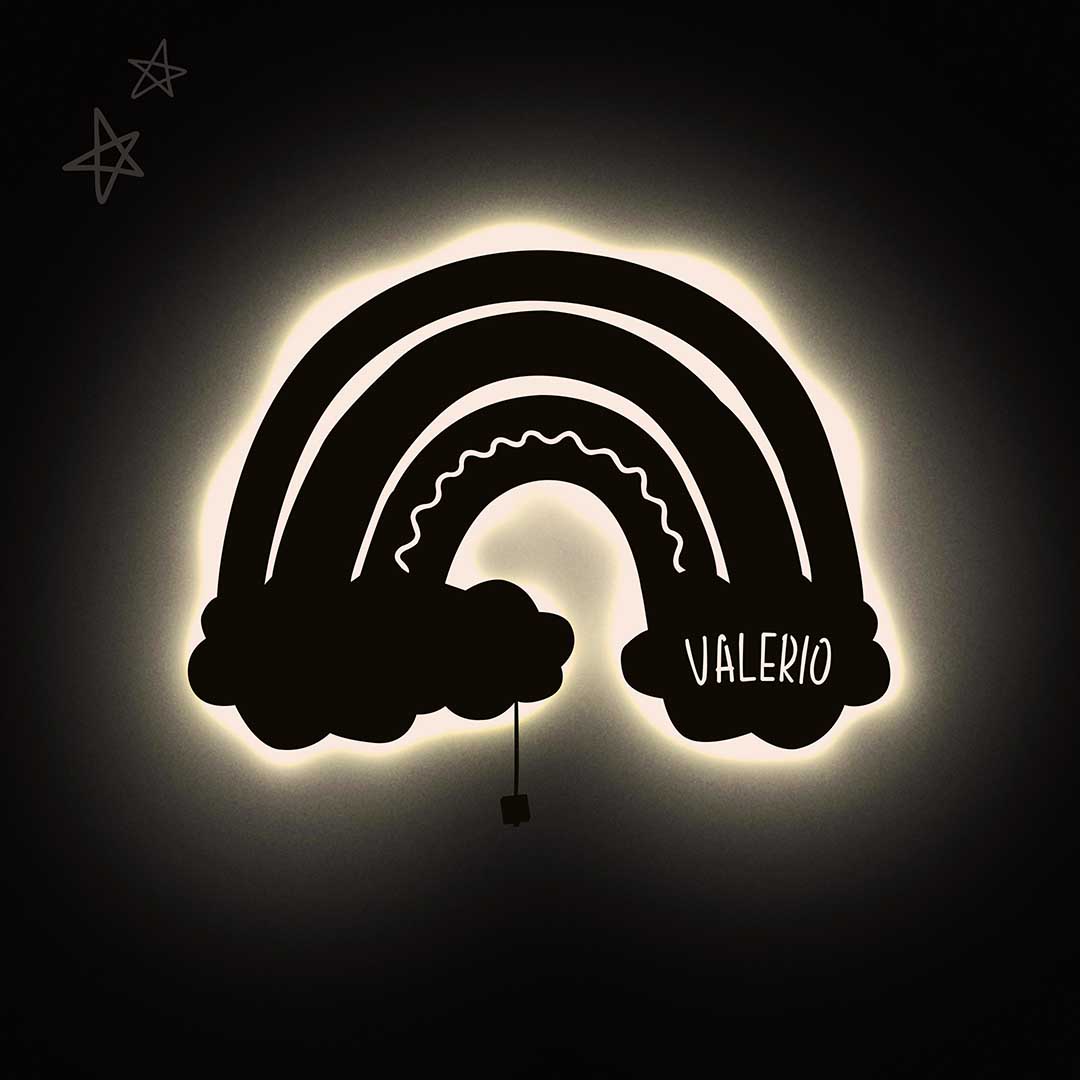 Lampada da parete personalizzata per cameretta bambini a forma di arcobaleno