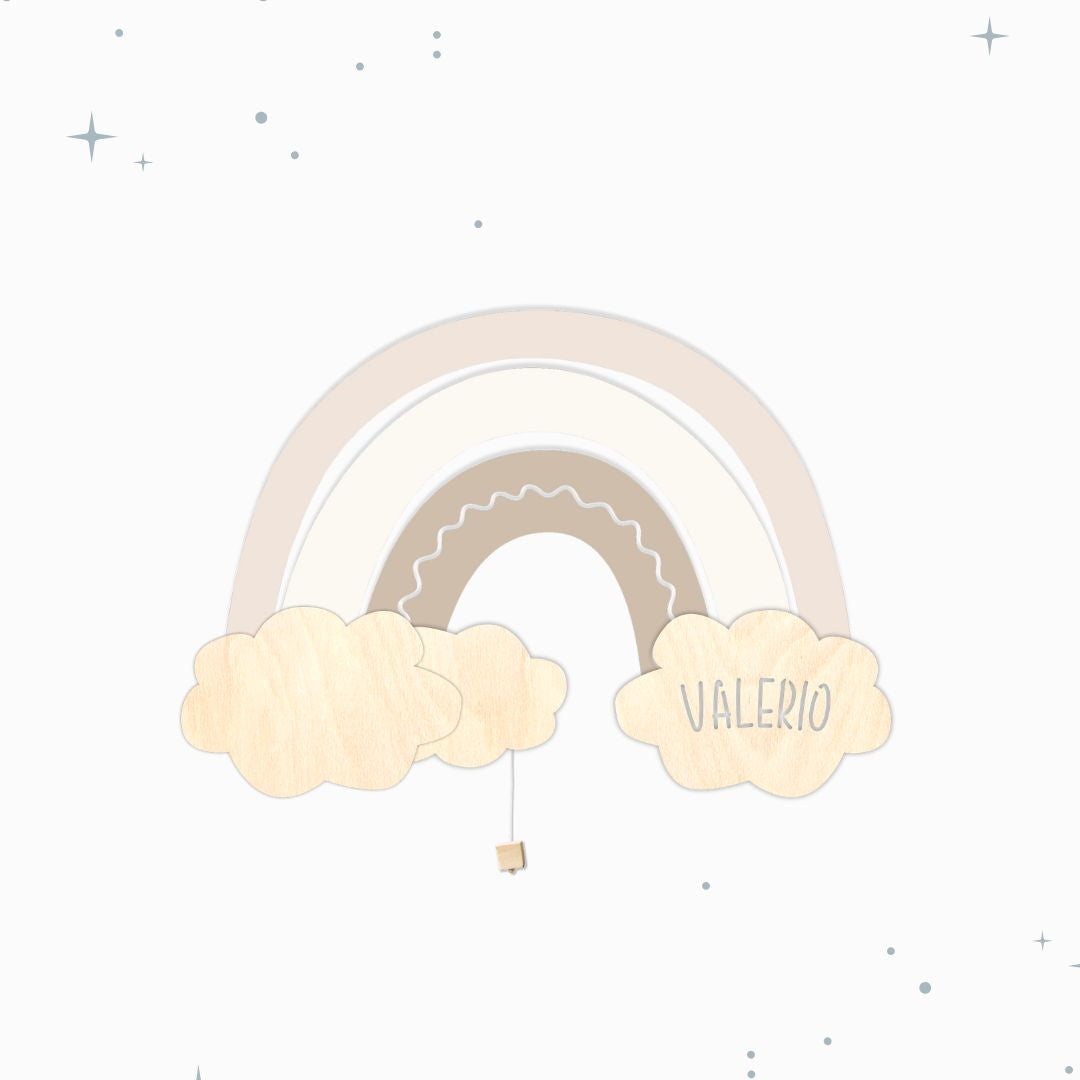 Lampada da parete personalizzata per cameretta bambini a forma di arcobaleno beige mix