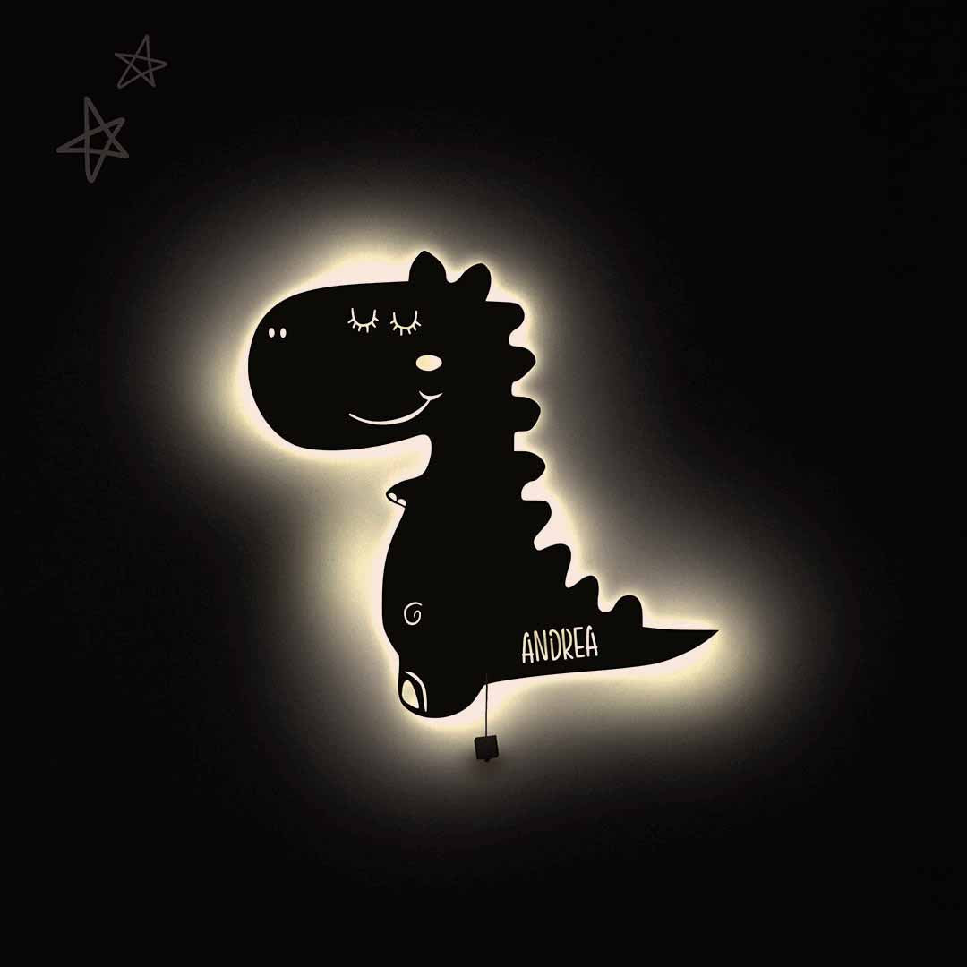 Lampada da parete personalizzata per cameretta bambini a forma di dinosauro