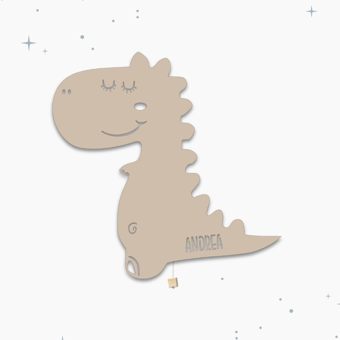 Lampada da parete personalizzata per cameretta bambini a forma di dinosauro cioccolatte