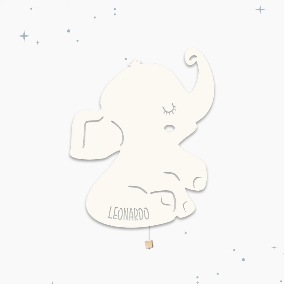 Lampada da parete personalizzata per cameretta bambini a forma di elefante bianca crema di riso