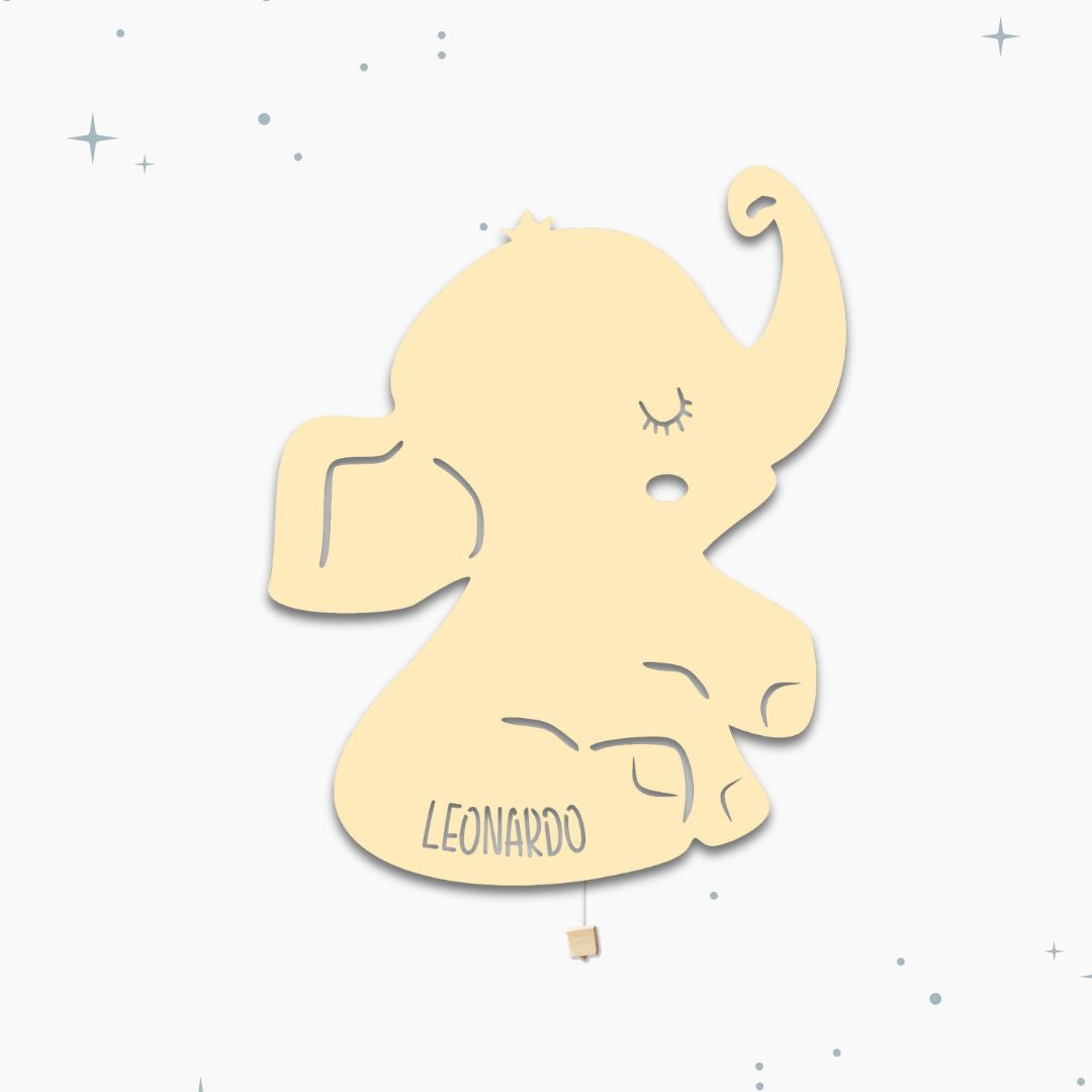Lampada da parete personalizzata per cameretta bambini a forma di elefante gialla banana frappè