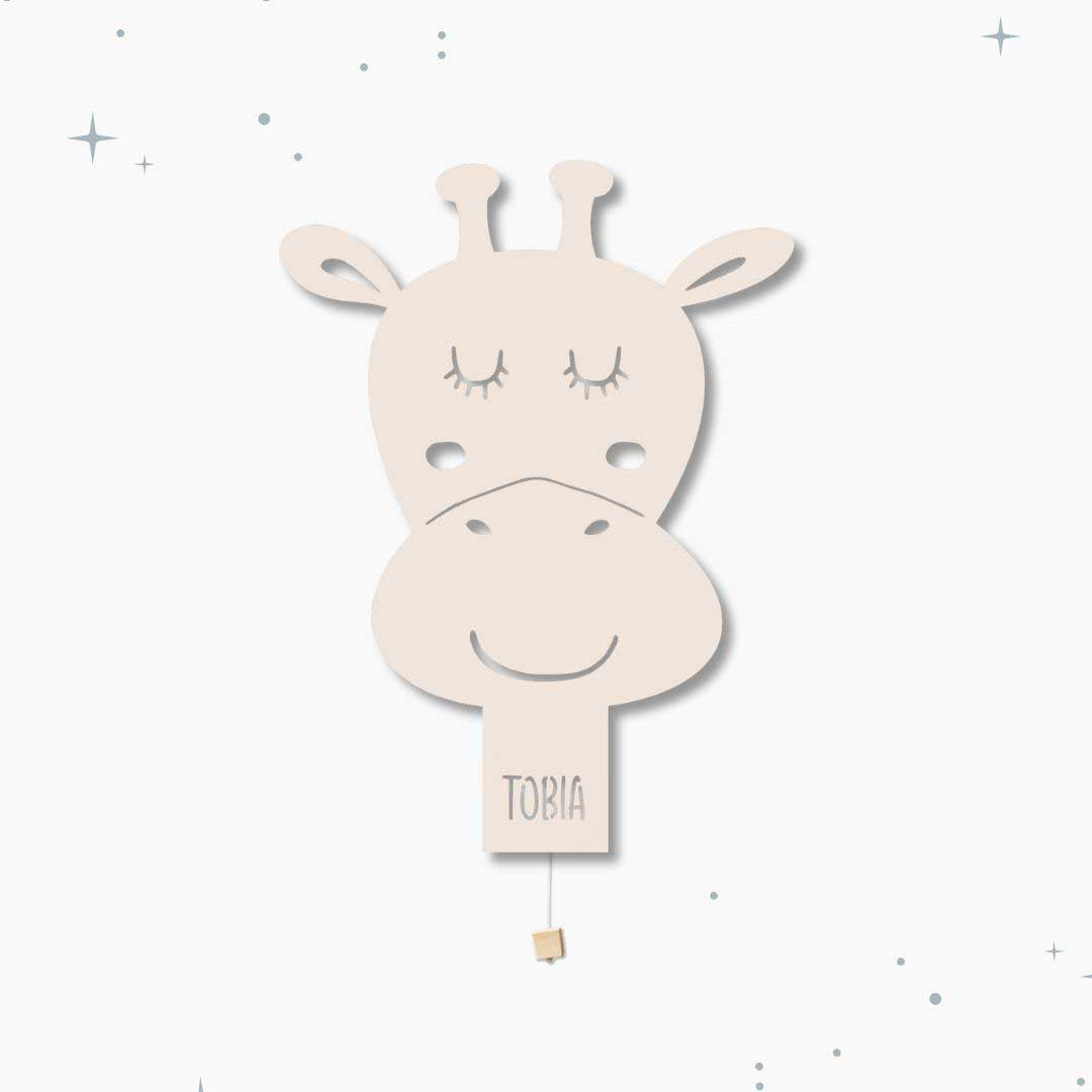 Lampada da parete personalizzata per cameretta bambini a forma di giraffa beige caffellatte