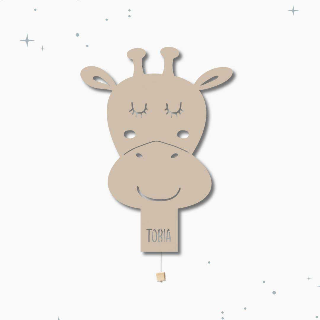 Lampada da parete personalizzata per cameretta bambini a forma di giraffa cioccolatte