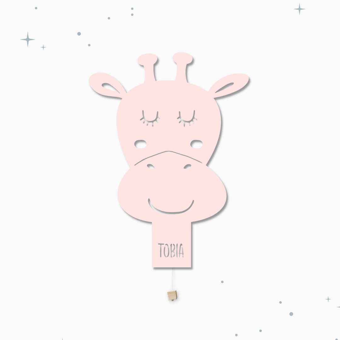 Lampada da parete personalizzata per cameretta bambini a forma di giraffa rosa pastello