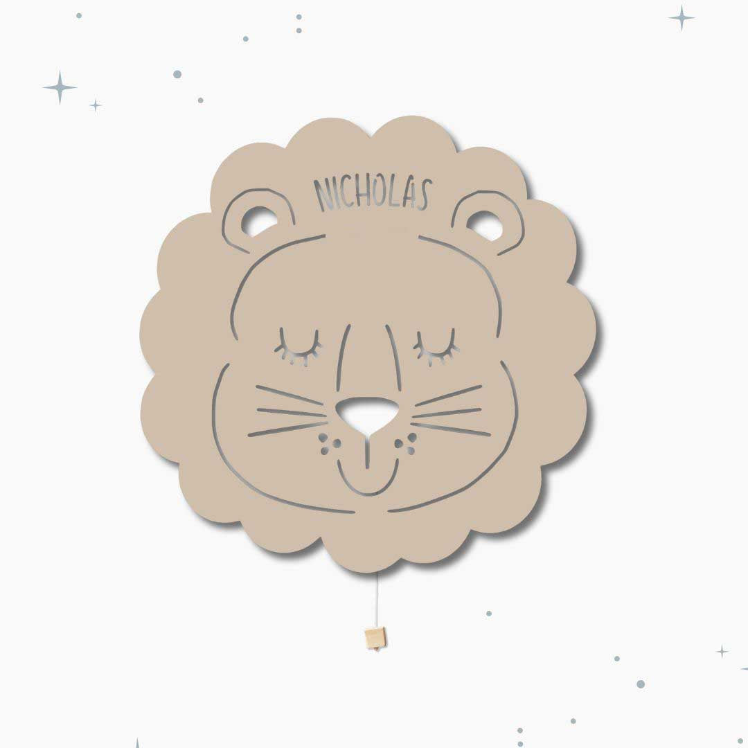 Lampada da parete personalizzata per cameretta bambini a forma di leone cioccolatte