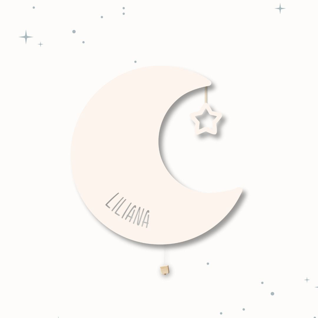 Lampada da parete personalizzata per cameretta bambini a forma di luna beige caffellatte