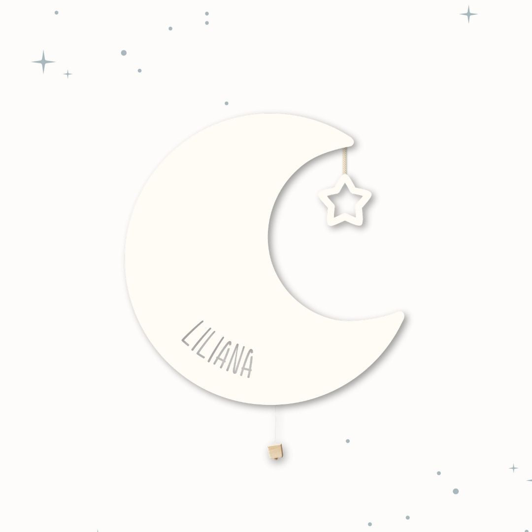 Lampada da parete personalizzata per cameretta bambini a forma di luna bianca crema di riso
