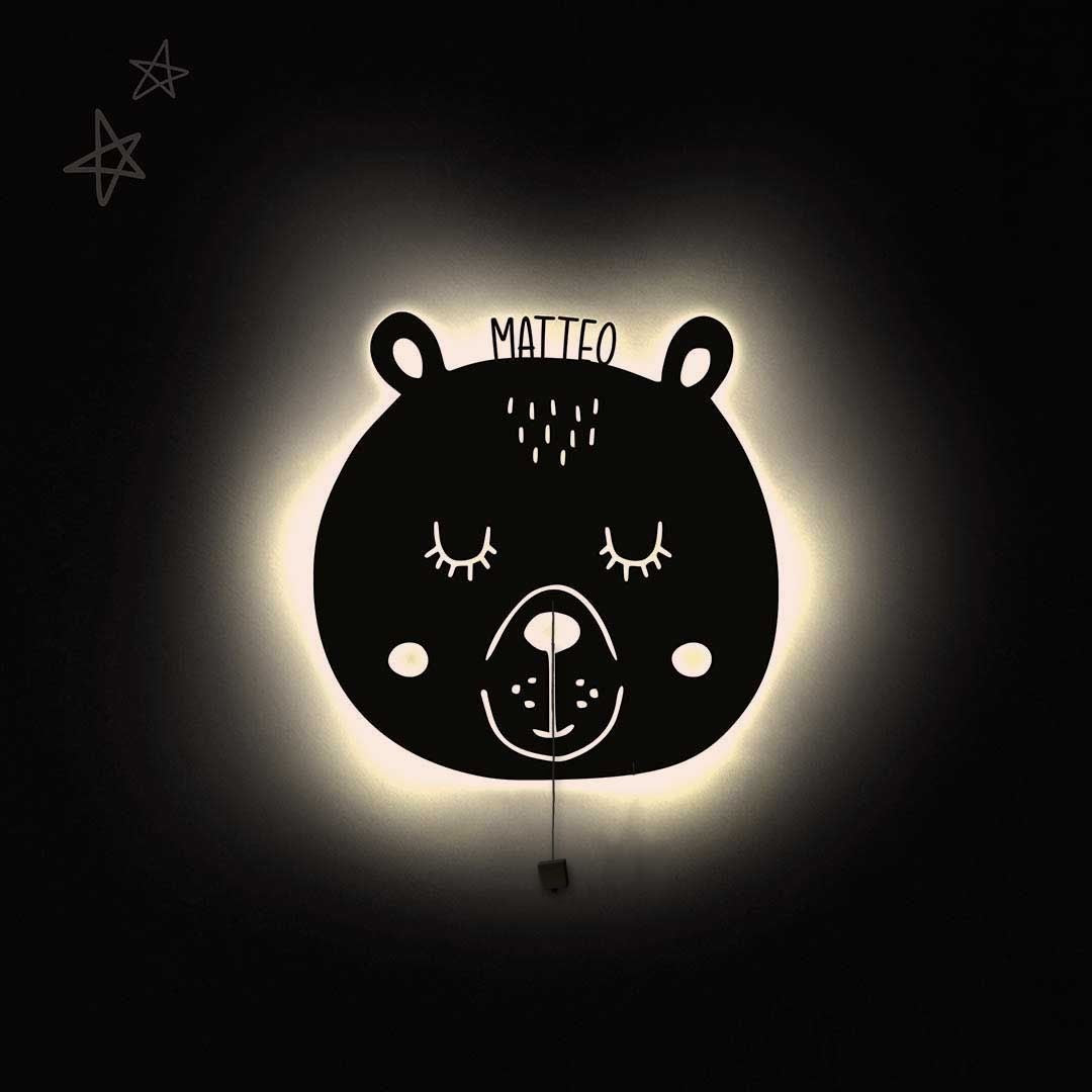 Lampada da parete personalizzata per cameretta bambini a forma di orso