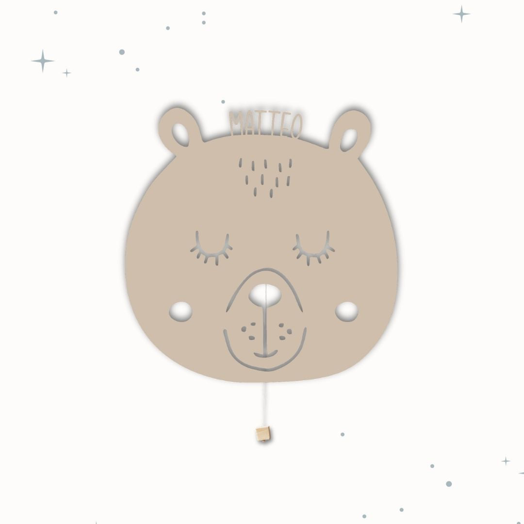 Lampada da parete personalizzata per cameretta bambini a forma di orso cioccolatte