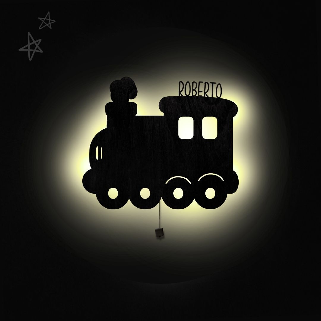Lampada da parete personalizzata per cameretta bambini a forma di treno
