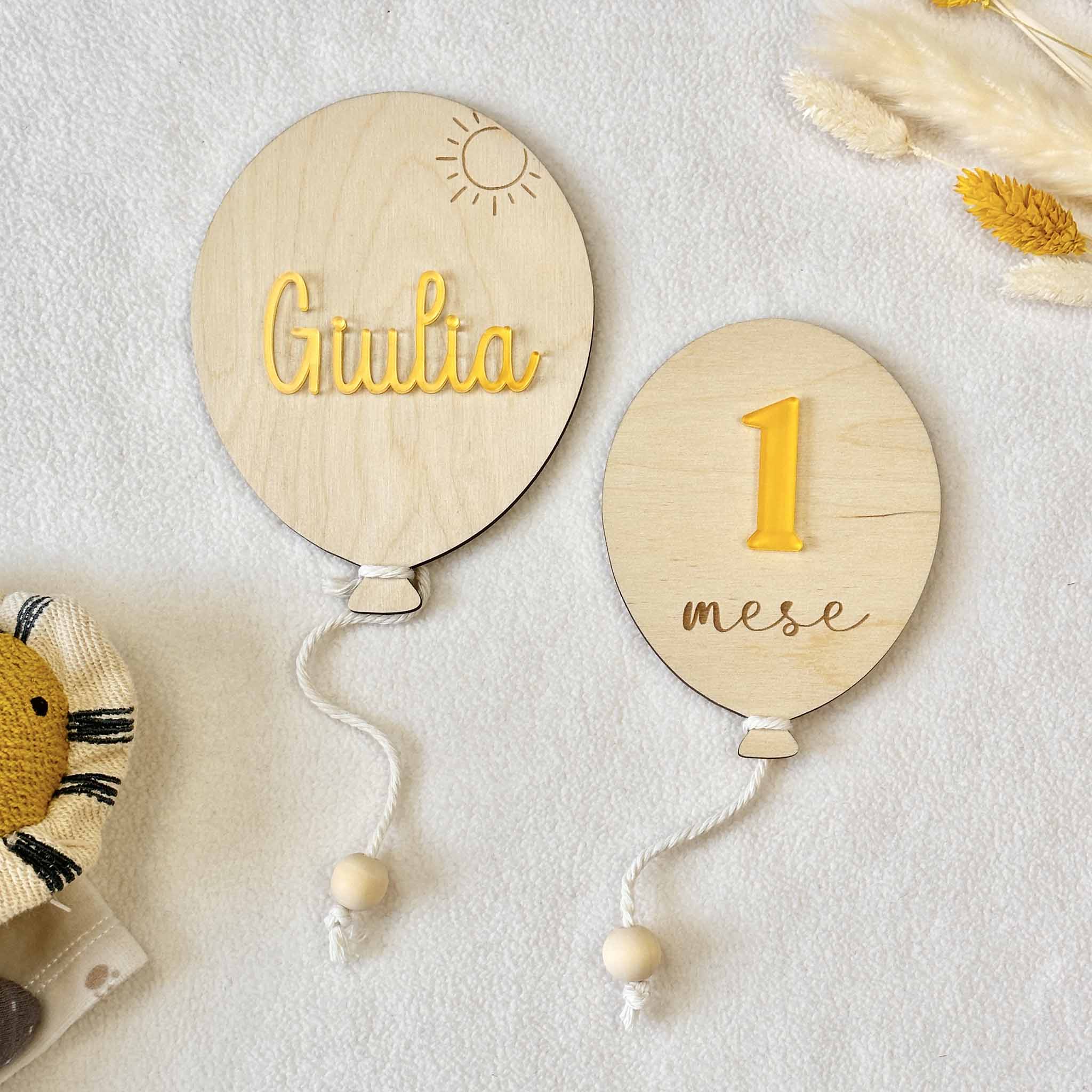Palloncini milestones foto neonato 12 mesi