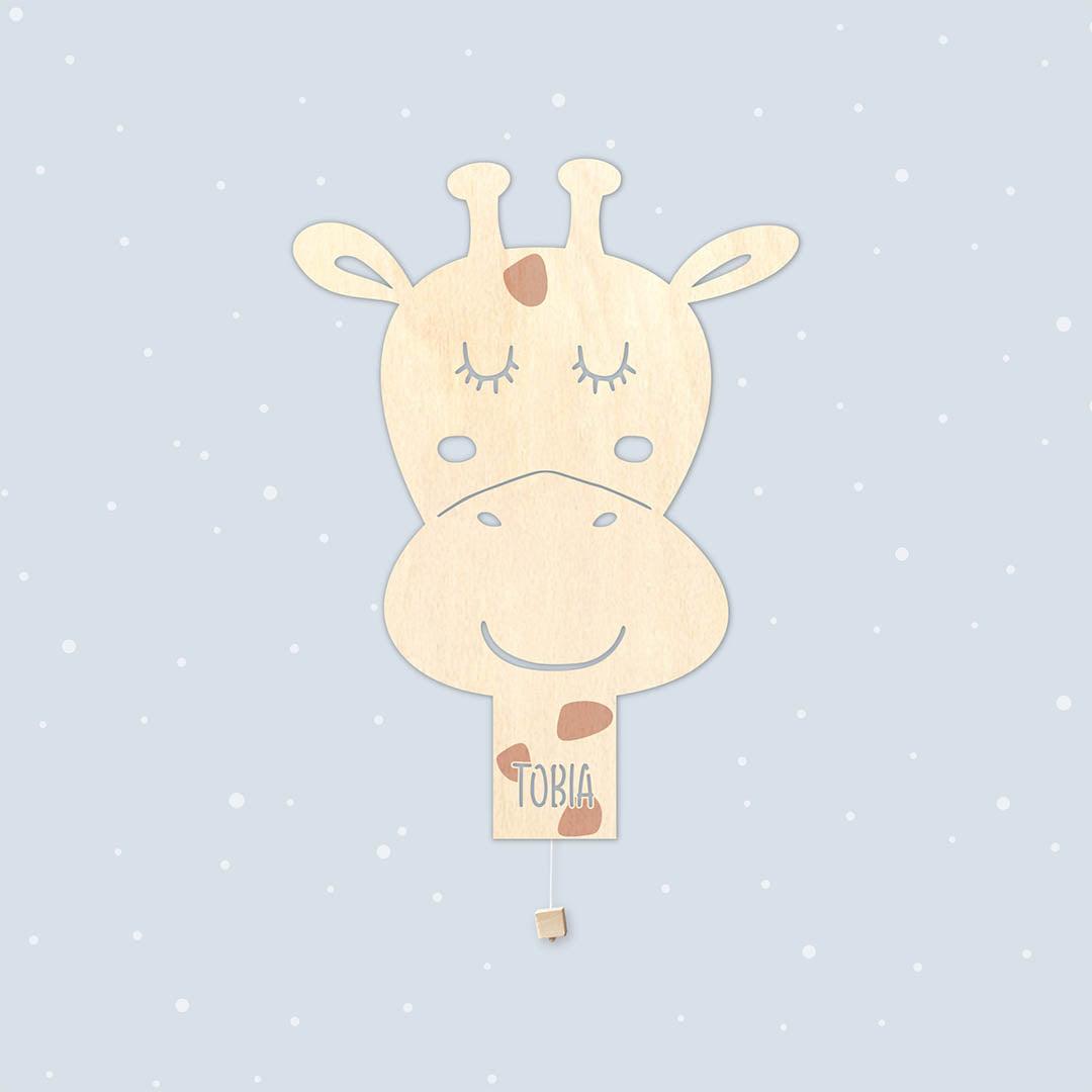 Lampada da parete personalizzata per cameretta bambini a forma di giraffa legno