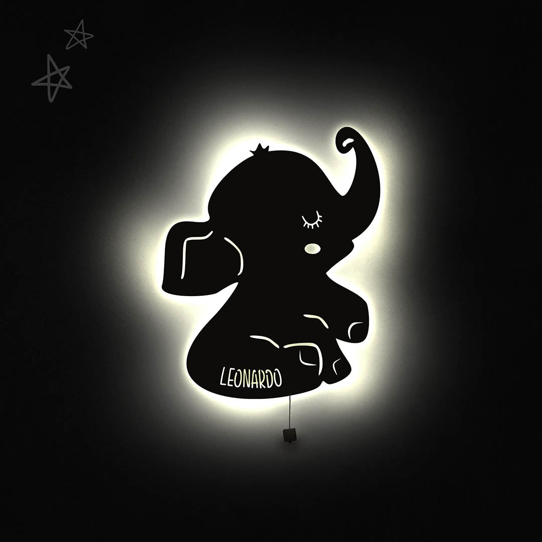 Lampada da parete personalizzata per cameretta bambini a forma di elefante