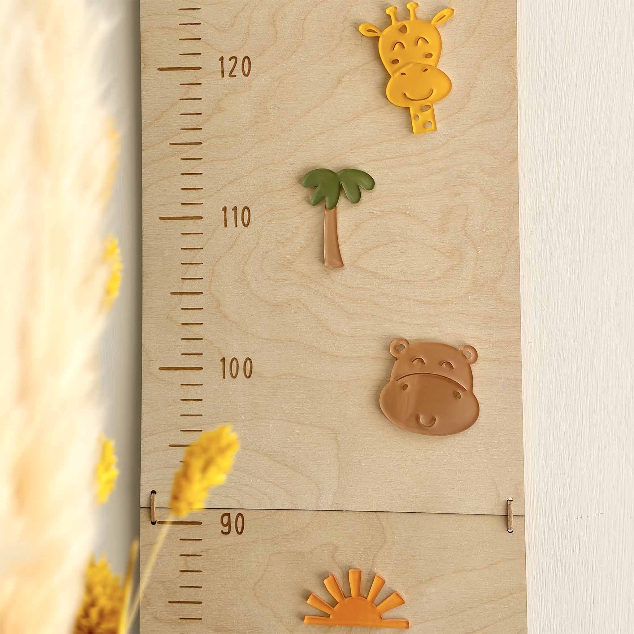 Misuratore altezza personalizzato da parete tema safari