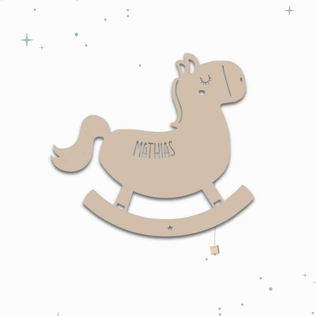 Lampada da parete personalizzata per cameretta bambini a forma di cavalluccio cioccolatte