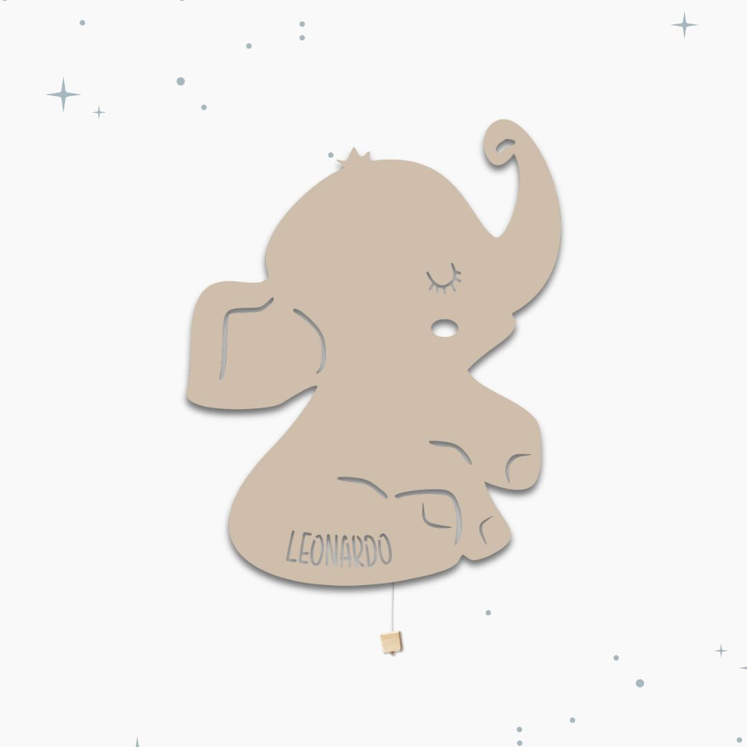 Lampada da parete personalizzata per cameretta bambini a forma di elefante cioccolatte