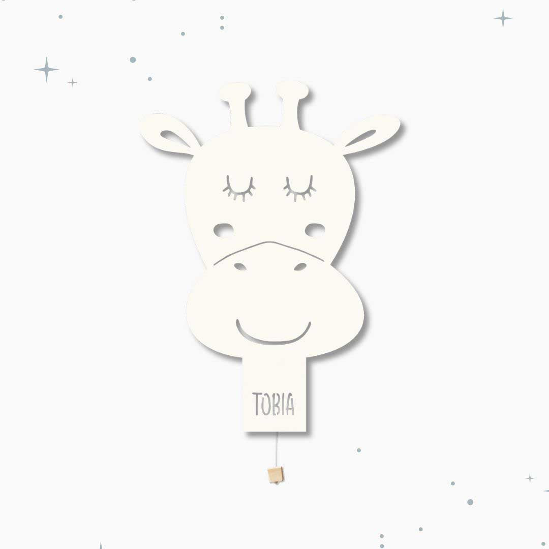 Lampada da parete personalizzata per cameretta bambini a forma di giraffa bianca crema di riso