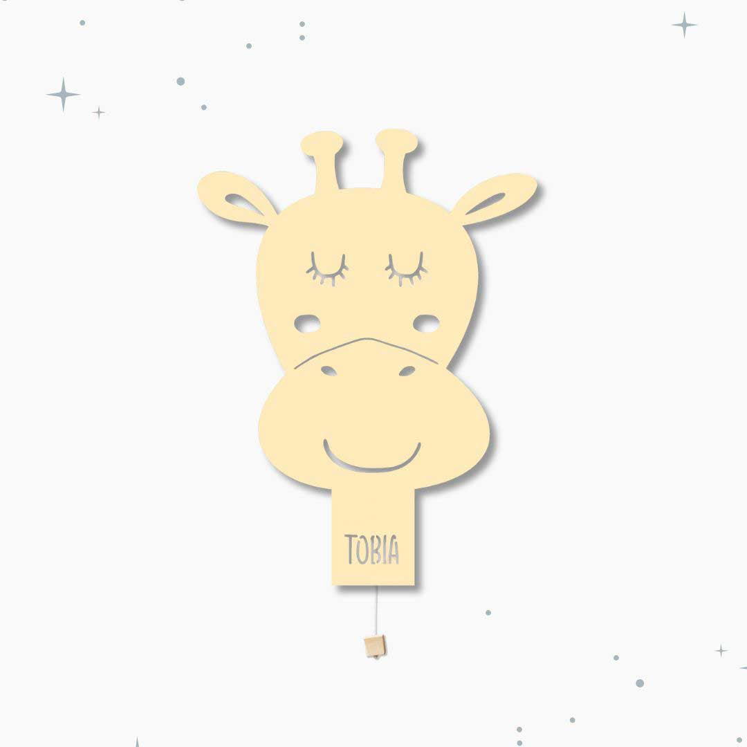 Lampada da parete personalizzata per cameretta bambini a forma di giraffa gialla banana frappè