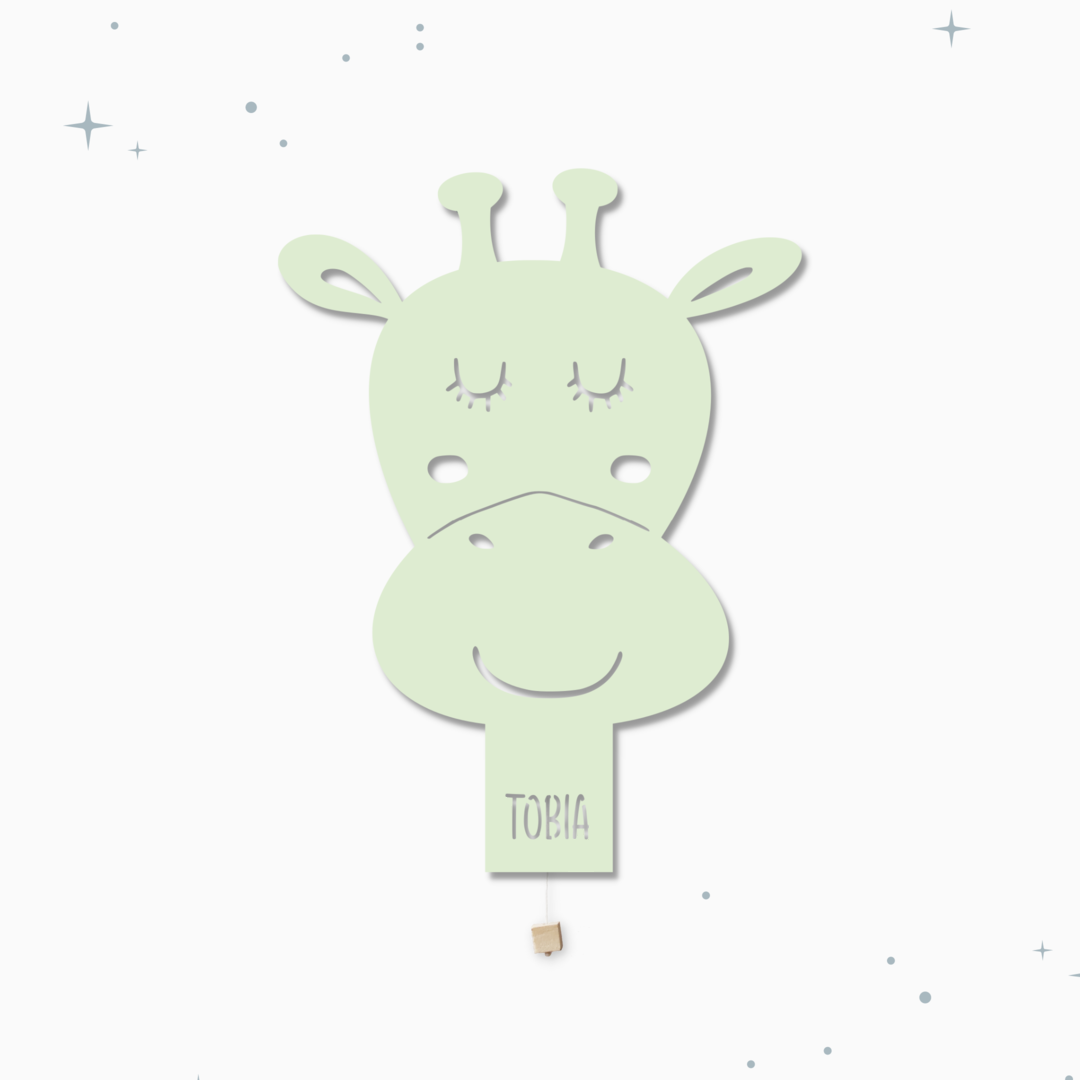 Lampada da parete personalizzata per cameretta bambini a forma di giraffa verde latte e menta