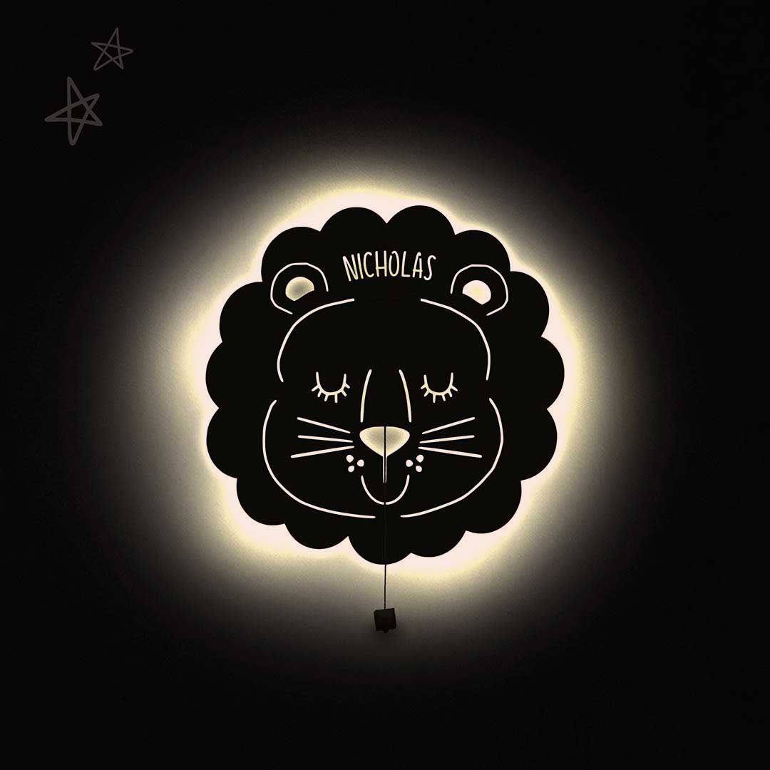 Lampada da parete personalizzata per cameretta bambini a forma di leone