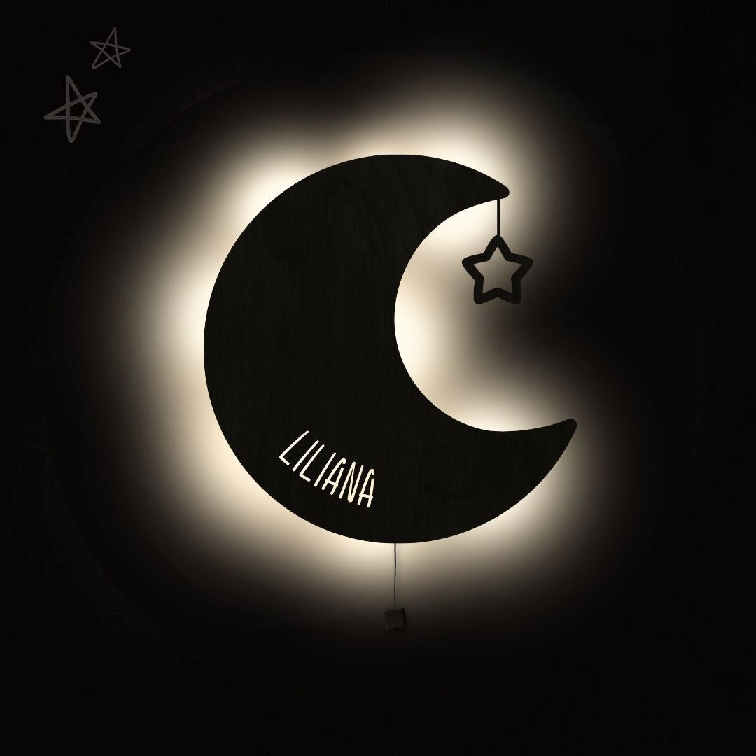 Lampada da parete personalizzata per cameretta bambini a forma di luna