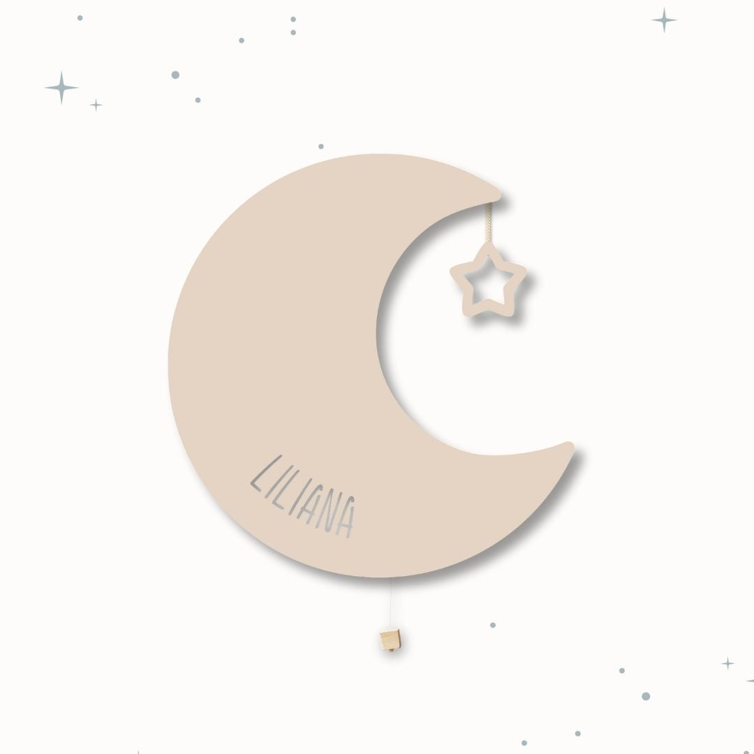 Lampada da parete personalizzata per cameretta bambini a forma di luna cioccolatte