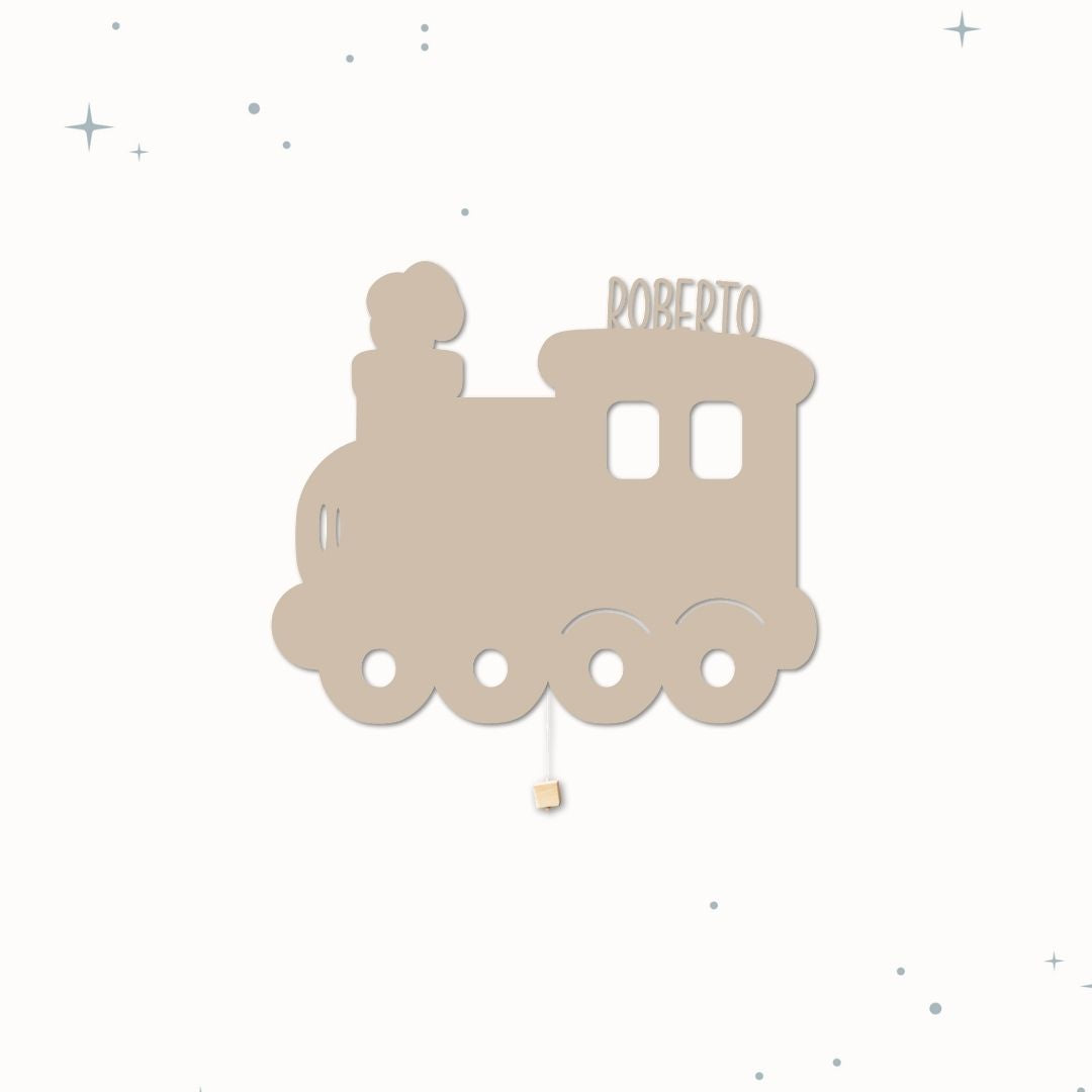 Lampada da parete personalizzata per cameretta bambini a forma di treno cioccolatte
