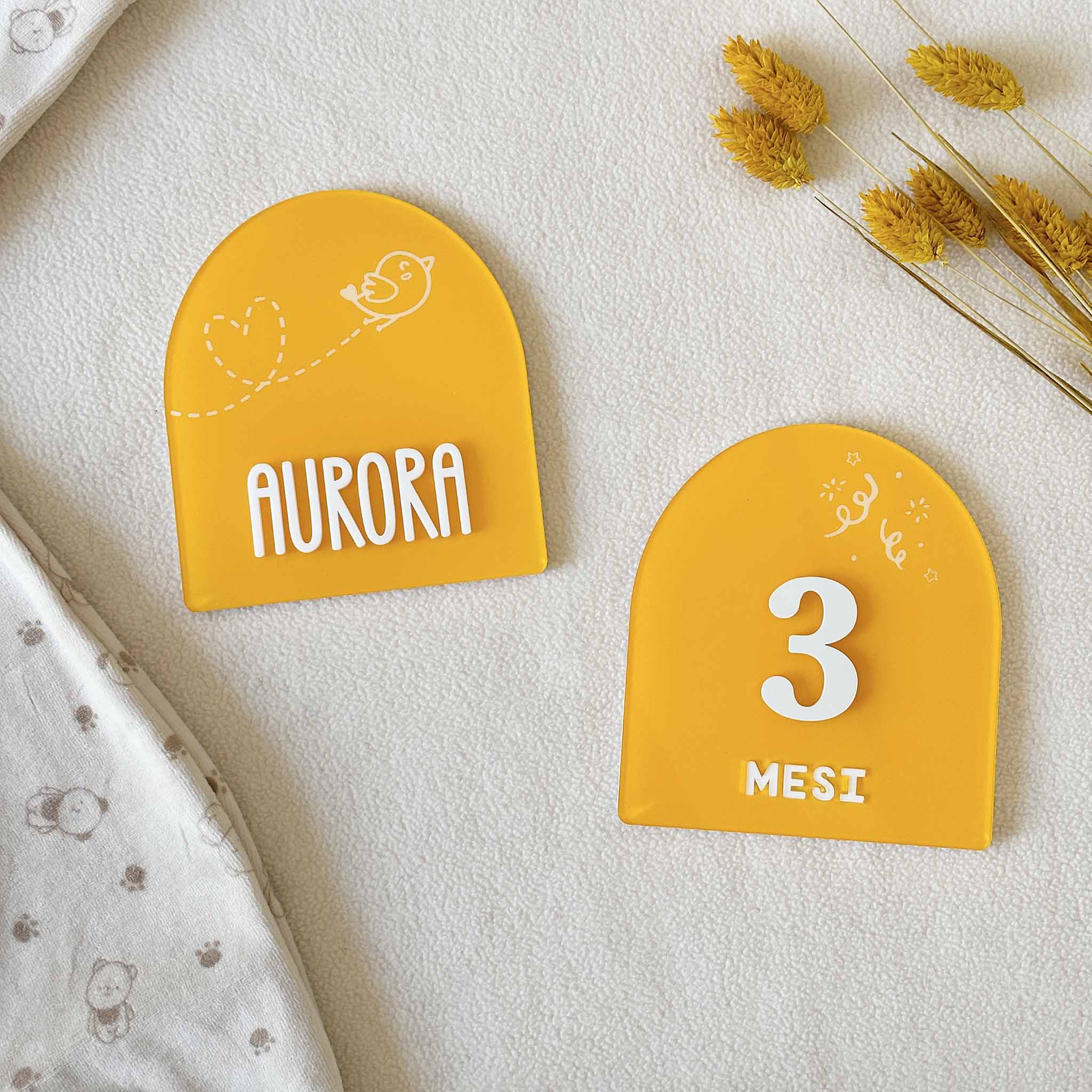 Carte del primo anno eleganti in vetro acrilico personalizzate