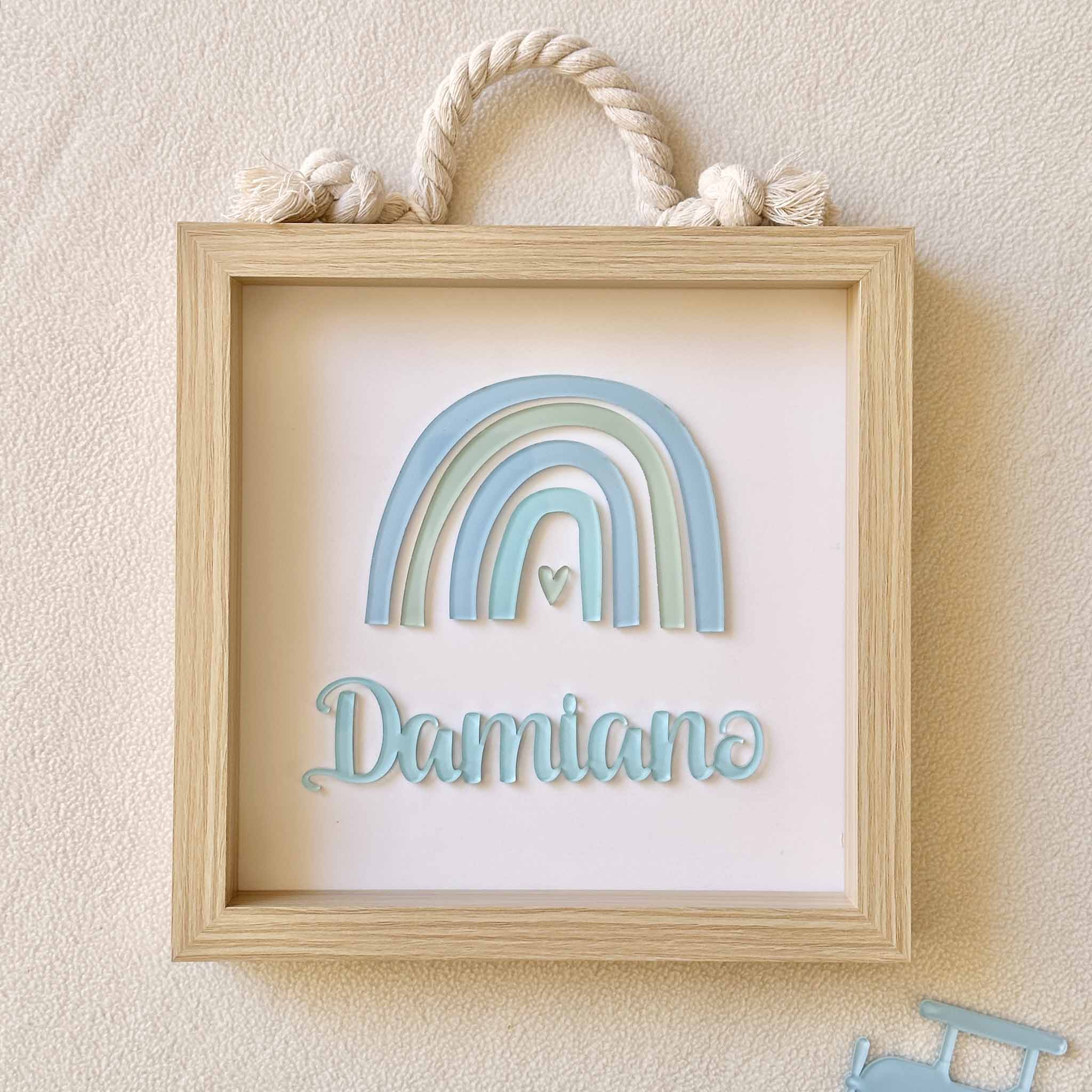 Quadretto arredo camerette bambini legno blu azzurro