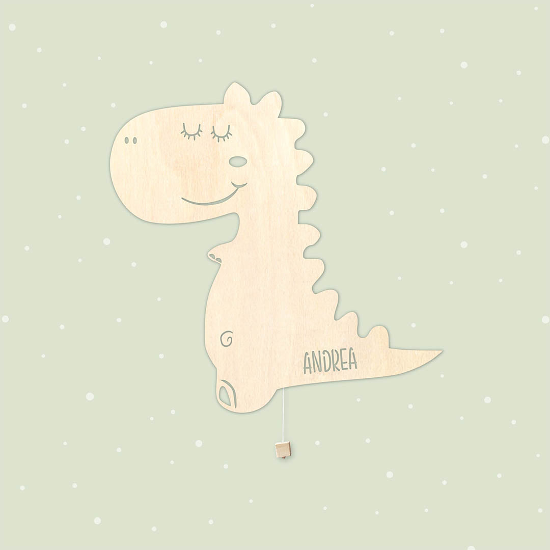 Lampada da parete personalizzata per cameretta bambini a forma di dinosauro legno